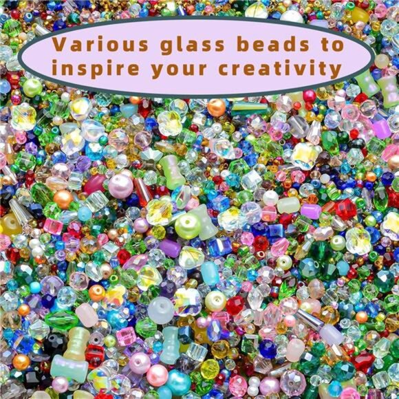 Half Pound Assorted Glass Beads for Jewelry Making,Crystal - Picture 8 of 10